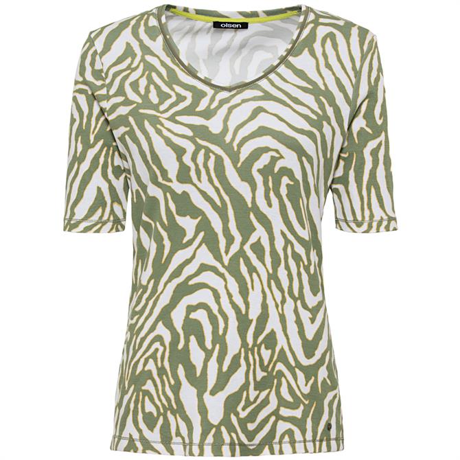 Olsen Cotton Zebra Print T-Shirt